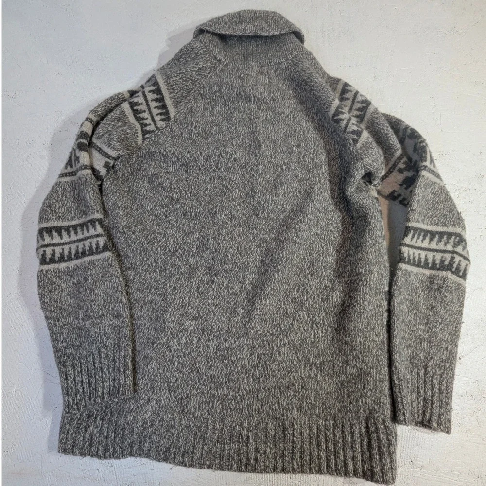 Eddie Bauer Lambswool Sweater XL Gray Nordic Fair Isle‎ Quarter
